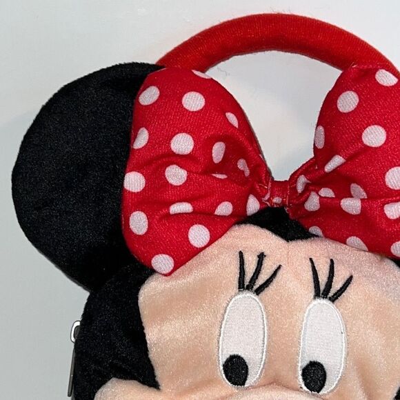 Disney Minnie Mouse Girl Purse Bag Plush Red Bow Polka Dots - Picture 2 of 8